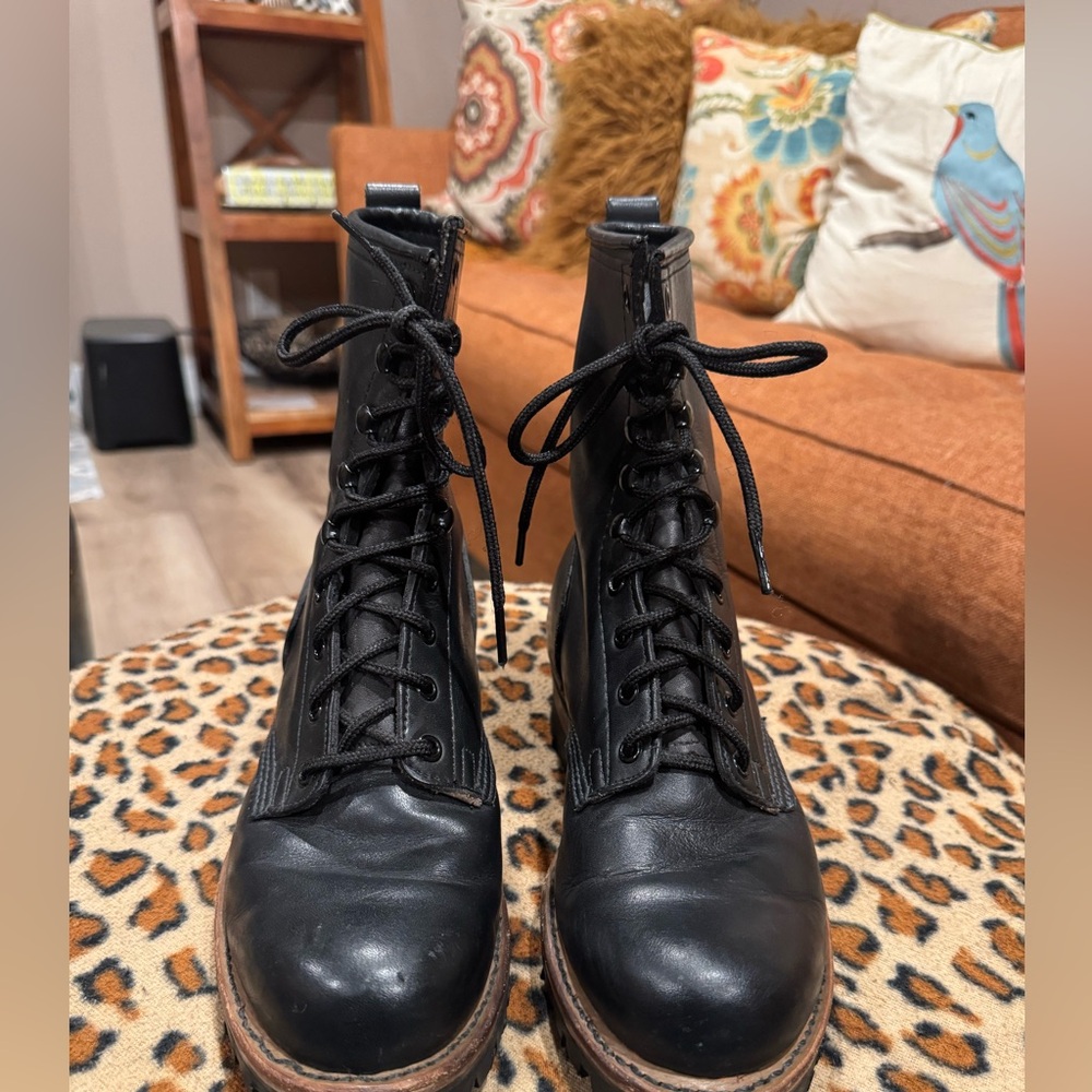 Preowned Frye Men’s Leather Boots In Black Size 7.5